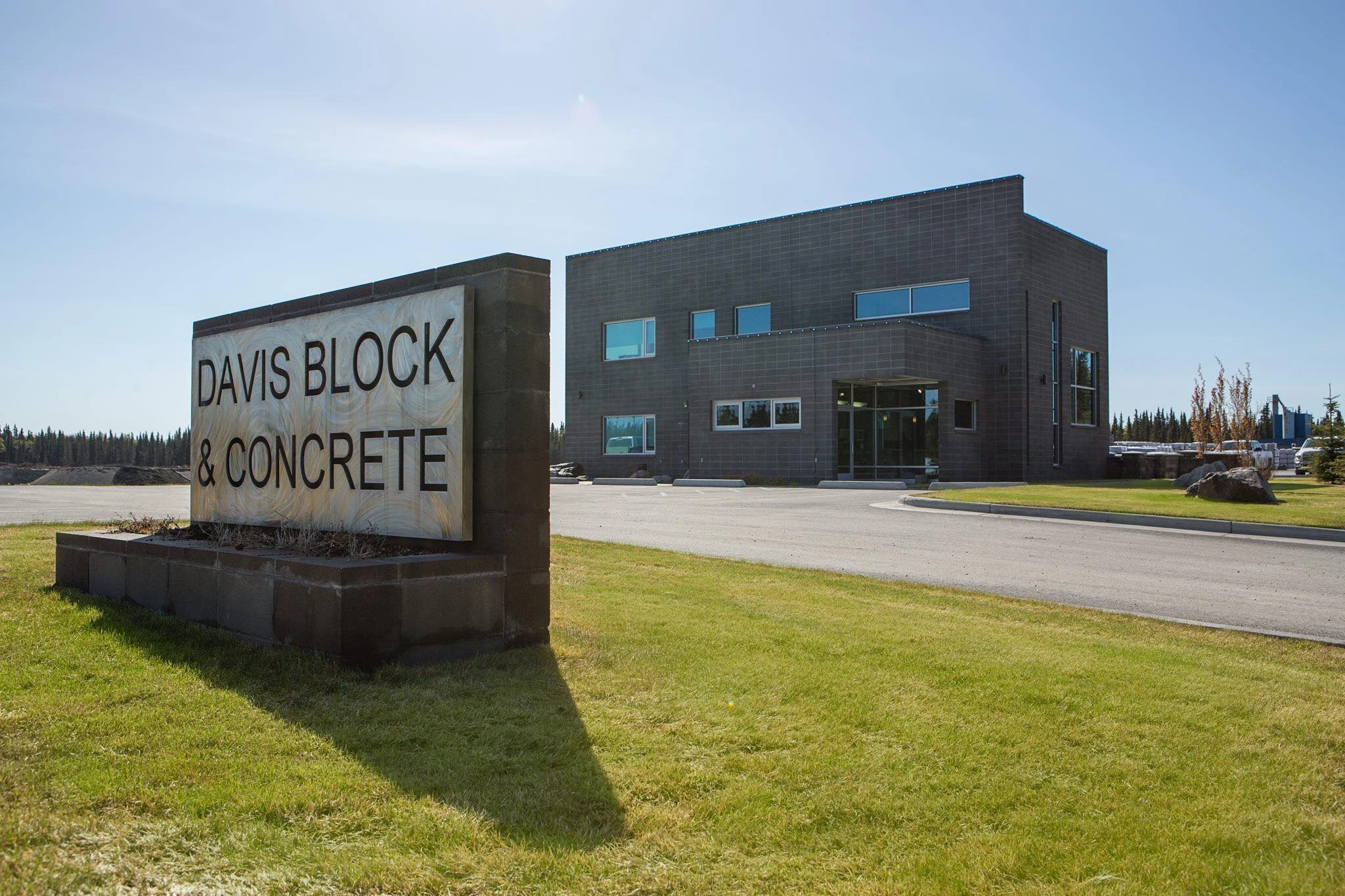 Davis Block & Concrete headquarters and monument sign — Kenai, Alaska